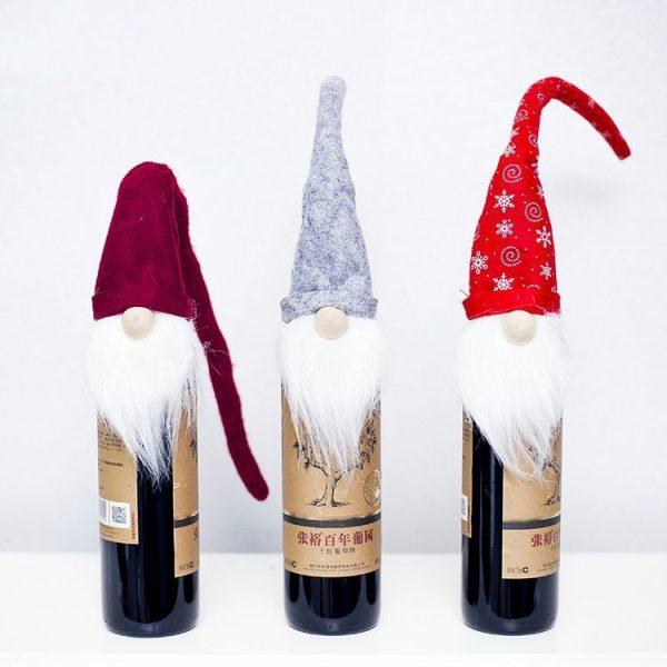 2 PCS Christmas Creative Plush Fabric Red Wine Bottle Set (Gray) - Image 3