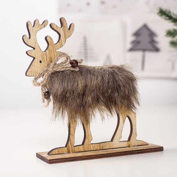 2 PCS Christmas Creative Home Wooden Felt Elk Decoration, Size: Large - Image 2
