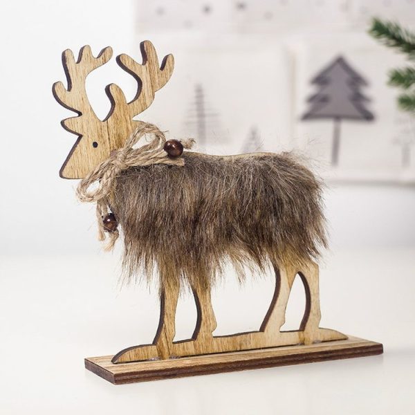 2 PCS Christmas Creative Home Wooden Felt Elk Decoration, Size: Medium