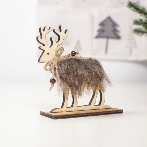 2 PCS Christmas Creative Home Wooden Felt Elk Decoration, Size: Small