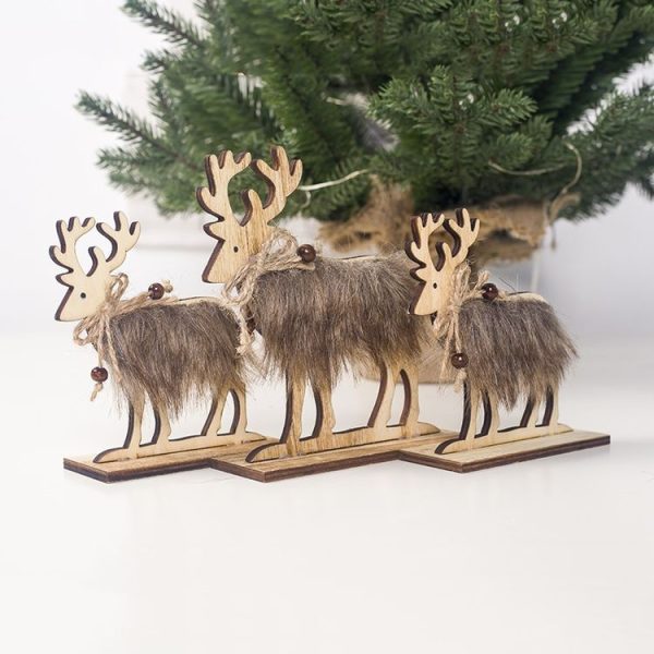2 PCS Christmas Creative Home Wooden Felt Elk Decoration, Size: Small - Image 4