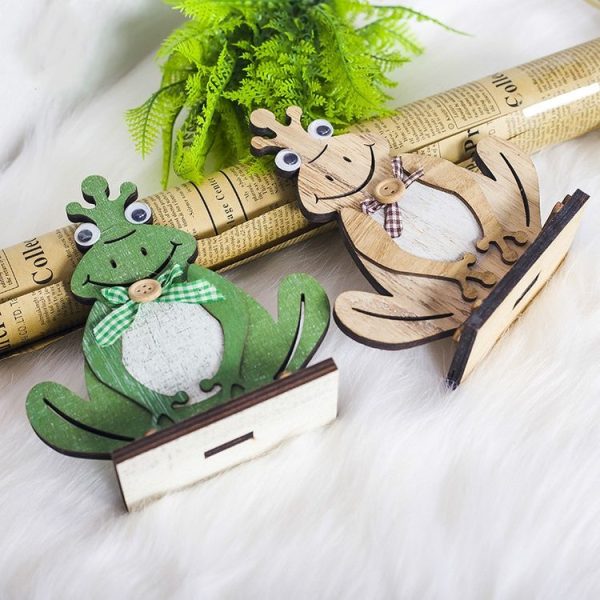 2 PCS Creative Wooden Decoration Ornaments Small Frog (Log Color) - Image 4