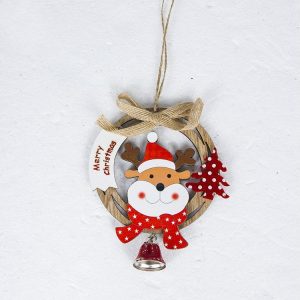2 PCS Christmas Tree Closet Wooden Bell Pendant Decoration (Elk)