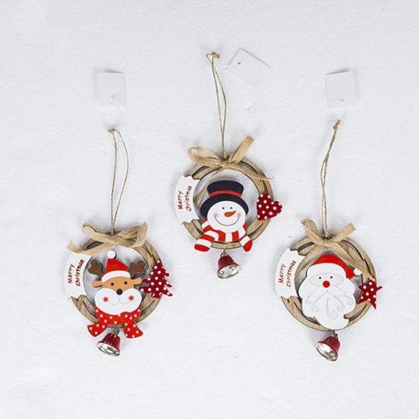 2 PCS Christmas Tree Closet Wooden Bell Pendant Decoration (Elk) - Image 3
