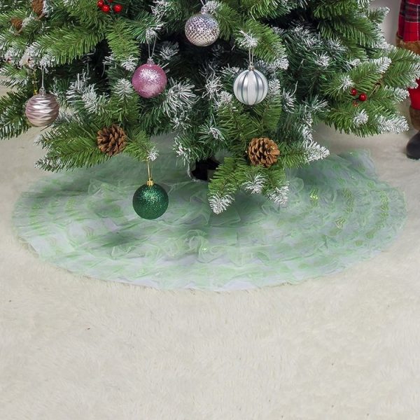 2 PCS Christmas Fabric Lace Christmas Tree Bottom Decoration Tree Skirt, Size: 80x80CM (Green) - Image 2