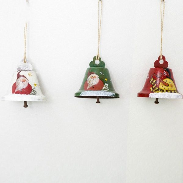 2 PCS Christmas Creative Painted Wrought Iron Bell Pendant Ornament (Red) - Image 3