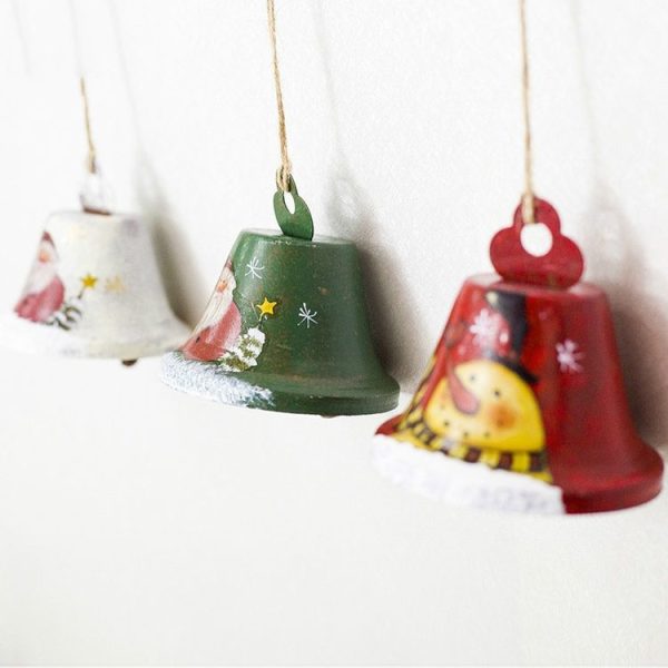 2 PCS Christmas Creative Painted Wrought Iron Bell Pendant Ornament (Red) - Image 4