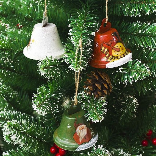 2 PCS Christmas Creative Painted Wrought Iron Bell Pendant Ornament (Red) - Image 5