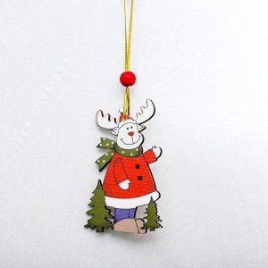2 PCS Christmas Creative Painted Wooden Sign Pendant Door and Window Decorations (Elk)