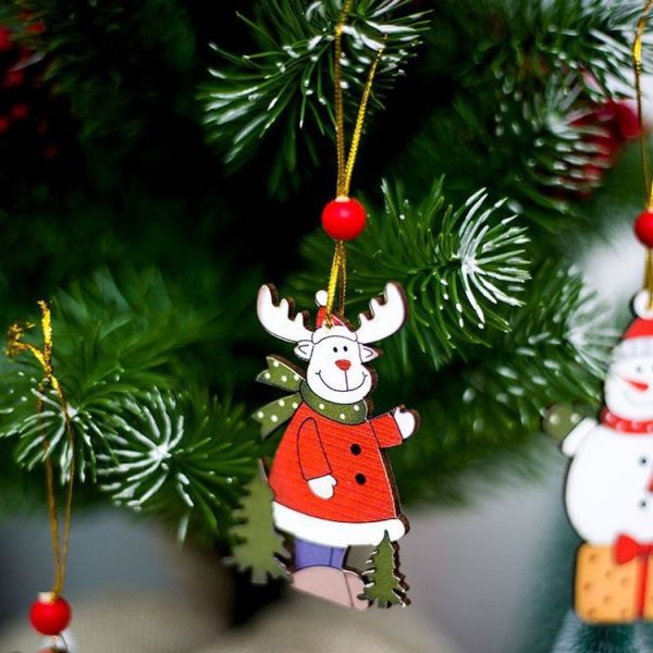 2 PCS Christmas Creative Painted Wooden Sign Pendant Door and Window Decorations (Elk) - Image 4