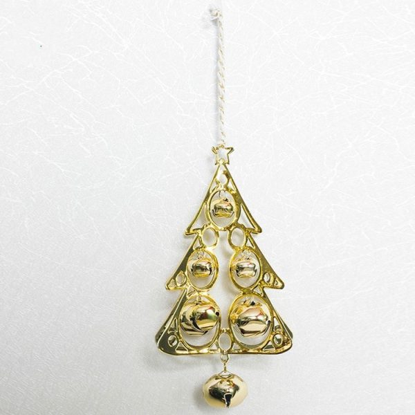 2 PCS Christmas Tree-shape Metal Pendant Decoration Creative Christmas Bell Decoration (Gold) - Image 2