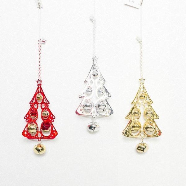 2 PCS Christmas Tree-shape Metal Pendant Decoration Creative Christmas Bell Decoration (Gold) - Image 3
