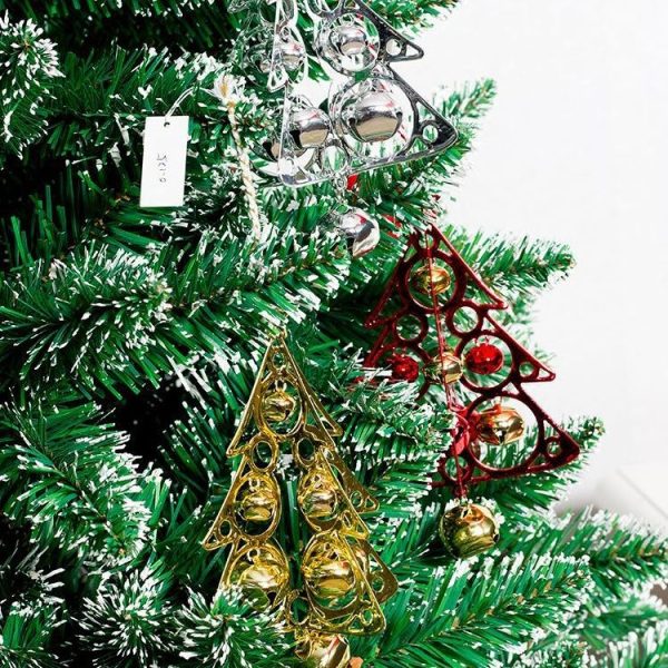 2 PCS Christmas Tree-shape Metal Pendant Decoration Creative Christmas Bell Decoration (Gold) - Image 5