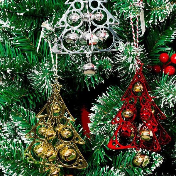 2 PCS Christmas Tree-shape Metal Pendant Decoration Creative Christmas Bell Decoration (Gold) - Image 6