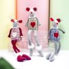 2 PCS Christmas Plaid Wool Line Long Foot Mouse Doll Ornament Gift (Blue) - Image 4