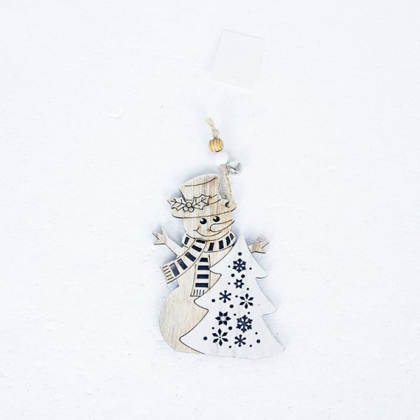 2 PCS Christmas Wooden Santa Snowman Listing Christmas Tree Decoration Supplies (Christmas Snowman)