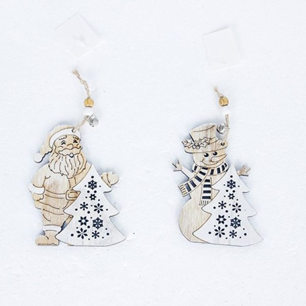 2 PCS Christmas Wooden Santa Snowman Listing Christmas Tree Decoration Supplies (Christmas Snowman) - Image 4