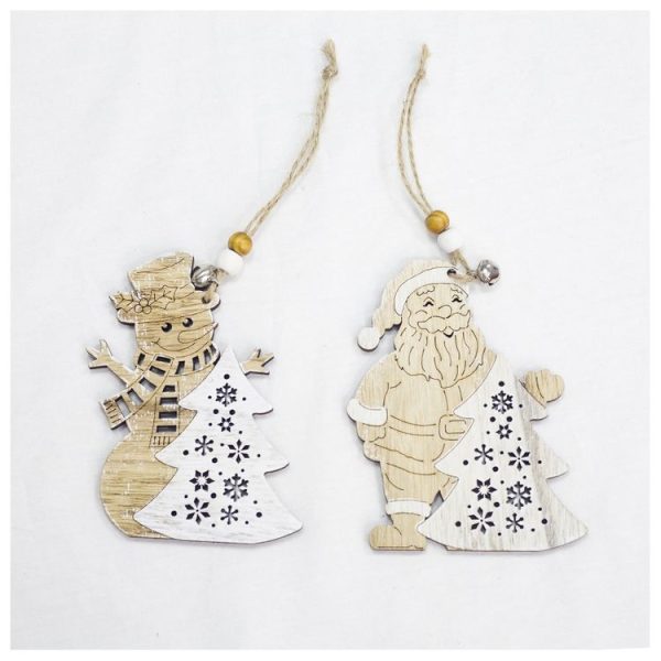 2 PCS Christmas Wooden Santa Snowman Listing Christmas Tree Decoration Supplies (Christmas Snowman) - Image 5