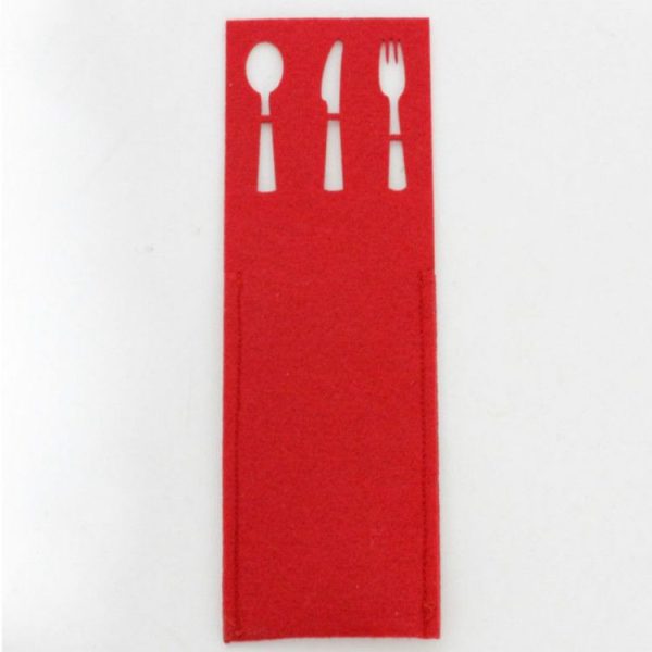 2 PCS Christmas Red Openwork Fabric Knife and Fork Set Decoration (Santa) - Image 3