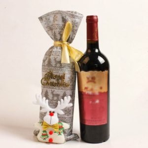 2 PCS Christmas Decoration Bottle Set Wine Bag Christmas Day Atmosphere Layout, Random Pattern Delivery