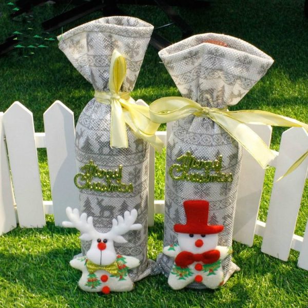 2 PCS Christmas Decoration Bottle Set Wine Bag Christmas Day Atmosphere Layout, Random Pattern Delivery - Image 5