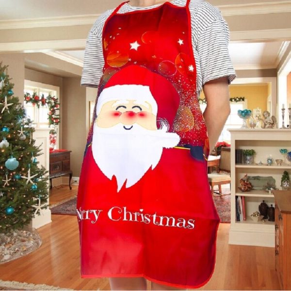 2 PCS Fabric Print Snowman Christmas Apron Christmas Party Atmosphere Decoration, Type: Old Man - Image 2