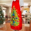 2 PCS Fabric Print Snowman Christmas Apron Christmas Party Atmosphere Decoration, Type: Christmas Tree - Image 2