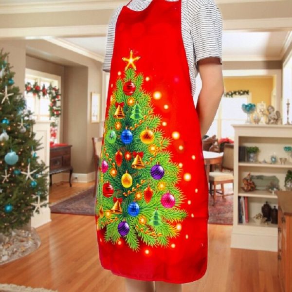 2 PCS Fabric Print Snowman Christmas Apron Christmas Party Atmosphere Decoration, Type: Christmas Tree - Image 2