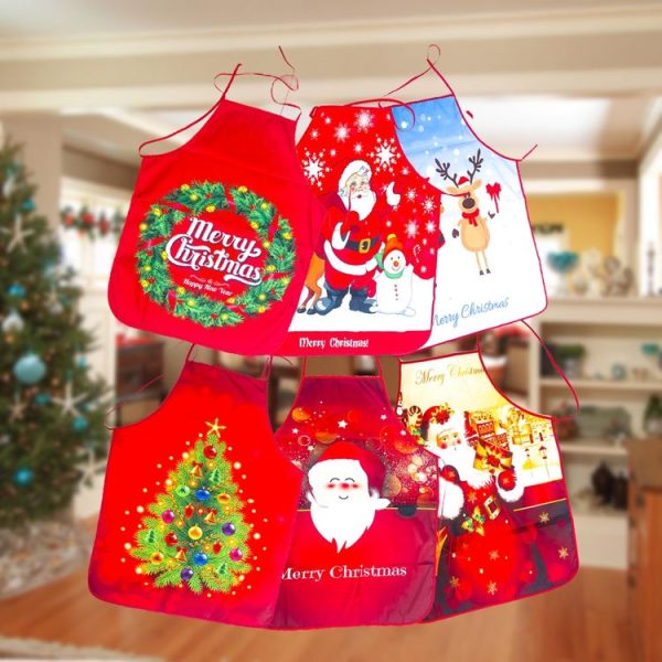 2 PCS Fabric Print Snowman Christmas Apron Christmas Party Atmosphere Decoration, Type: Christmas Tree - Image 4