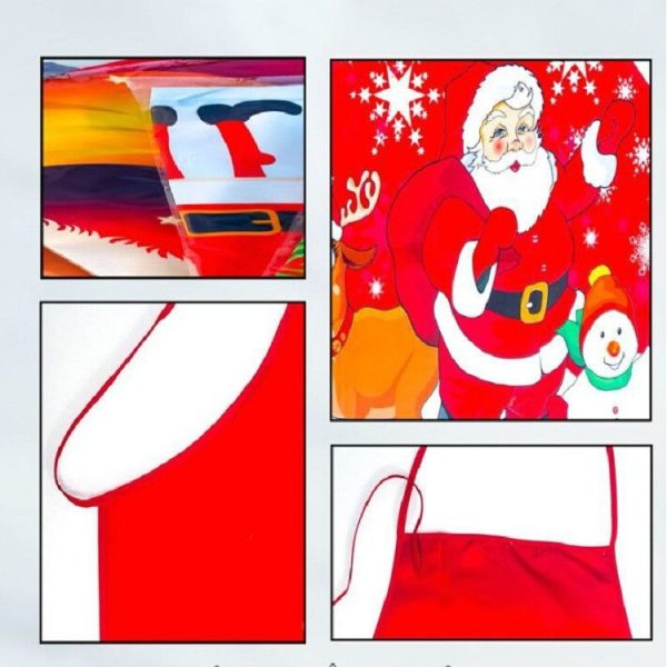 2 PCS Fabric Print Snowman Christmas Apron Christmas Party Atmosphere Decoration, Type: Christmas Tree - Image 5