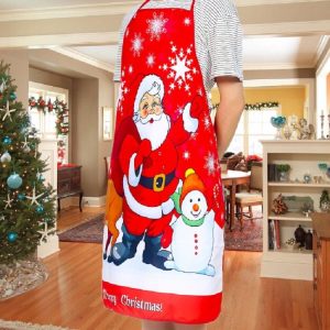 2 PCS Fabric Print Snowman Christmas Apron Christmas Party Atmosphere Decoration, Type: Old Man Elk Snowman