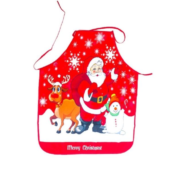 2 PCS Fabric Print Snowman Christmas Apron Christmas Party Atmosphere Decoration, Type: Old Man Elk Snowman - Image 3