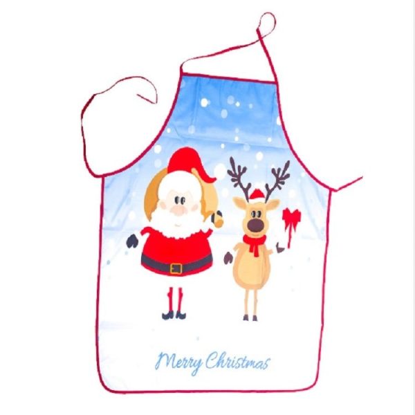 2 PCS Fabric Print Snowman Christmas Apron Christmas Party Atmosphere Decoration, Type: White Old Man Elk - Image 3