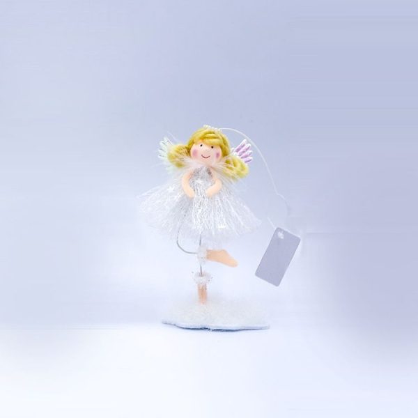 2 PCS Christmas Decorations Fabric Blonde Angel Girl Decoration Christmas Tree Pendant, Specification: C Three-dimensional Hand - Image 2