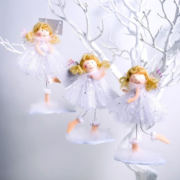 2 PCS Christmas Decorations Fabric Blonde Angel Girl Decoration Christmas Tree Pendant, Specification: C Three-dimensional Hand - Image 3