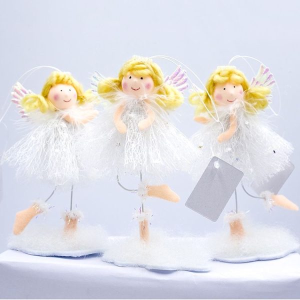 2 PCS Christmas Decorations Fabric Blonde Angel Girl Decoration Christmas Tree Pendant, Specification: C Three-dimensional Hand - Image 5