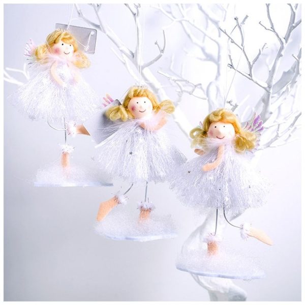2 PCS Christmas Decorations Fabric Blonde Angel Girl Decoration Christmas Tree Pendant, Specification: C Three-dimensional Hand - Image 7