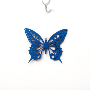 2 PCS Easter Decoration Pendant Colorful Painted Butterfly Wood Pendant Creative Home Decoration (Blue)