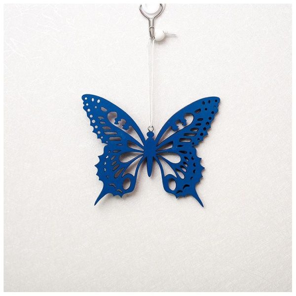 2 PCS Easter Decoration Pendant Colorful Painted Butterfly Wood Pendant Creative Home Decoration (Blue) - Image 2