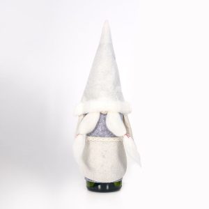 2 PCS Christmas Fabric Faceless Old Man red Wine Champagne Bottle Set Ornament, Style: Girl (Gray)