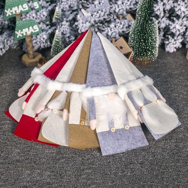 2 PCS Christmas Fabric Faceless Old Man red Wine Champagne Bottle Set Ornament, Style: Santa Claus (Gray) - Image 5
