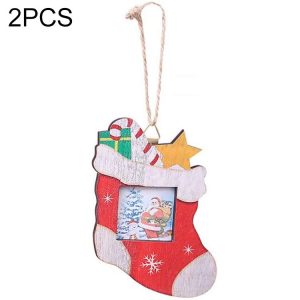 2 PCS Christmas Creative Color Wooden Photo Album Accessories Scene Decoration (Socks)