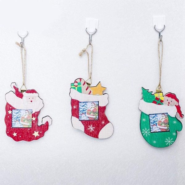 2 PCS Christmas Creative Color Wooden Photo Album Accessories Scene Decoration (Socks) - Image 2