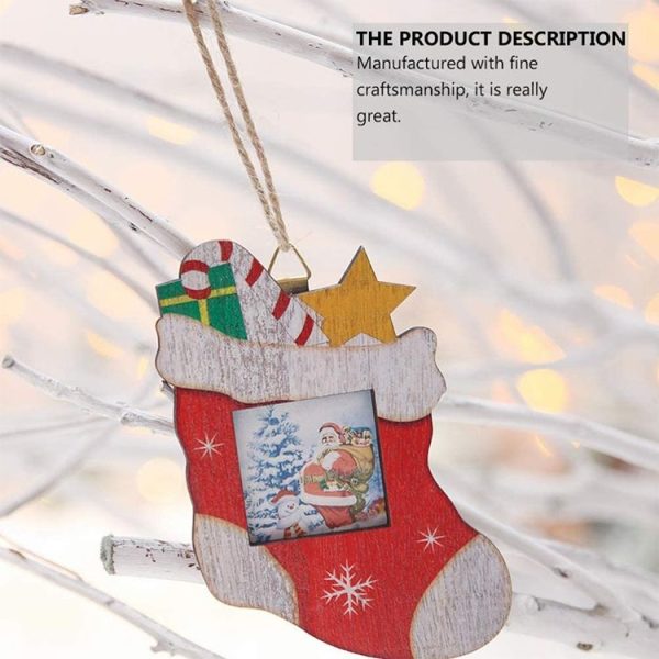 2 PCS Christmas Creative Color Wooden Photo Album Accessories Scene Decoration (Socks) - Image 6