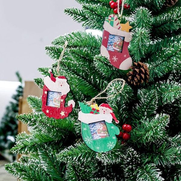 2 PCS Christmas Creative Color Wooden Photo Album Accessories Scene Decoration (Socks) - Image 7