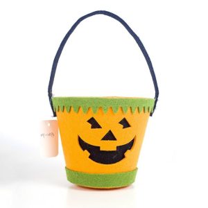 2 PCS Halloween Cloth Felt Funny Candy Storage Bucket Decoration (Yellow)