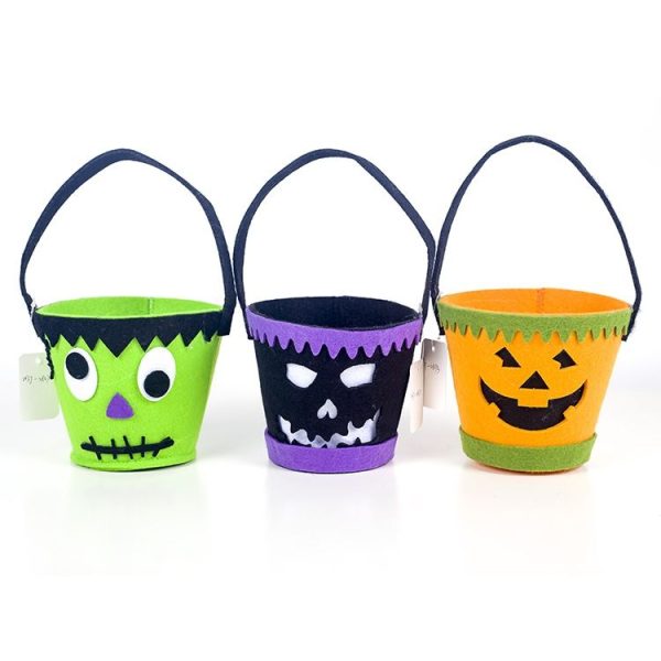 2 PCS Halloween Cloth Felt Funny Candy Storage Bucket Decoration (Yellow) - Image 3