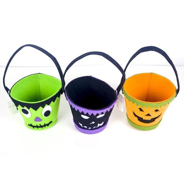 2 PCS Halloween Cloth Felt Funny Candy Storage Bucket Decoration (Yellow) - Image 4