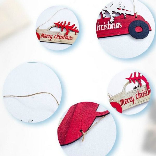 2 PCS Christmas Wooden Decorative Tag Christmas Tree Car Shape Decorative Pendants (Yellow) - Image 5