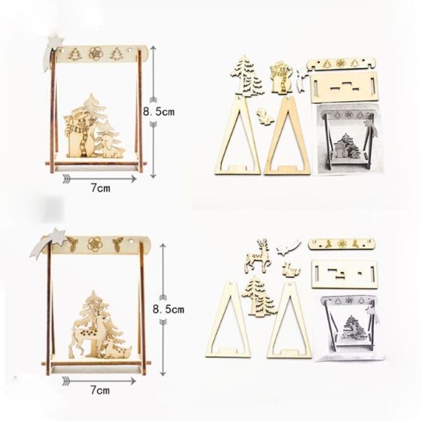 2 Packs Christmas Creative DIY Wooden Three-dimensional Hollow Desktop Ornaments Accessories Scene Decoration (Elk) - Image 4
